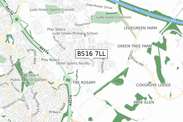 BS16 7LL map - small scale - OS Open Zoomstack (Ordnance Survey) BS16 7LL map - small scale - OS Open Zoomstack (Ordnance Survey)