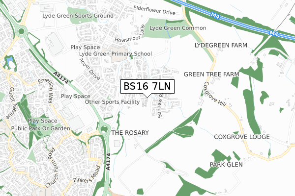BS16 7LN map - small scale - OS Open Zoomstack (Ordnance Survey) BS16 7LN map - small scale - OS Open Zoomstack (Ordnance Survey)