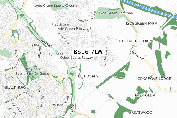BS16 7LW map - small scale - OS Open Zoomstack (Ordnance Survey) BS16 7LW map - small scale - OS Open Zoomstack (Ordnance Survey)