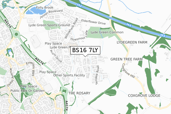 BS16 7LY map - small scale - OS Open Zoomstack (Ordnance Survey) BS16 7LY map - small scale - OS Open Zoomstack (Ordnance Survey)