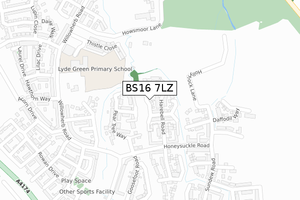 BS16 7LZ map - large scale - OS Open Zoomstack (Ordnance Survey)