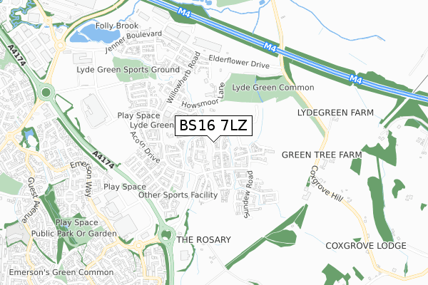 BS16 7LZ map - small scale - OS Open Zoomstack (Ordnance Survey) BS16 7LZ map - small scale - OS Open Zoomstack (Ordnance Survey)