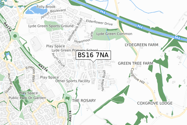 BS16 7NA map - small scale - OS Open Zoomstack (Ordnance Survey) BS16 7NA map - small scale - OS Open Zoomstack (Ordnance Survey)
