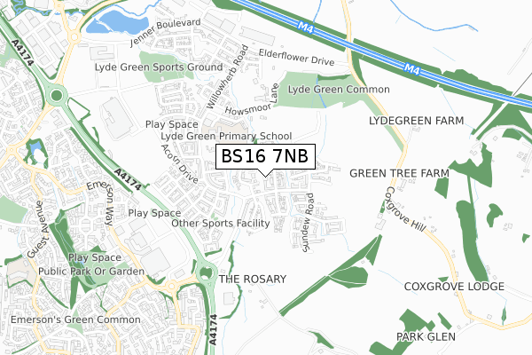 BS16 7NB map - small scale - OS Open Zoomstack (Ordnance Survey) BS16 7NB map - small scale - OS Open Zoomstack (Ordnance Survey)