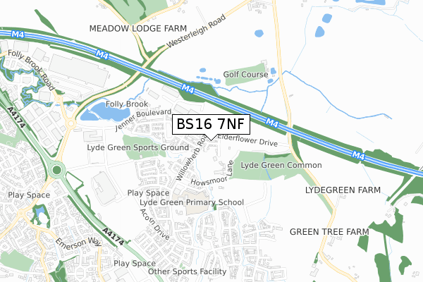 BS16 7NF map - small scale - OS Open Zoomstack (Ordnance Survey) BS16 7NF map - small scale - OS Open Zoomstack (Ordnance Survey)