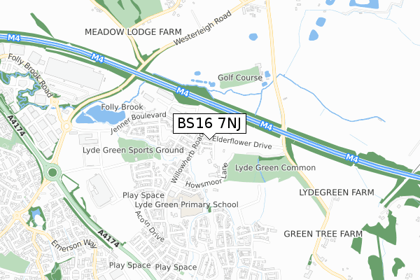 BS16 7NJ map - small scale - OS Open Zoomstack (Ordnance Survey) BS16 7NJ map - small scale - OS Open Zoomstack (Ordnance Survey)