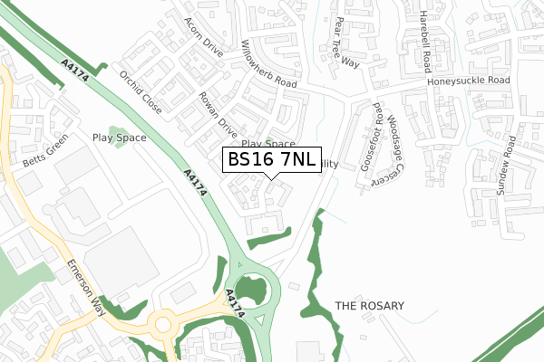 BS16 7NL map - large scale - OS Open Zoomstack (Ordnance Survey)