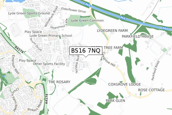 BS16 7NQ map - small scale - OS Open Zoomstack (Ordnance Survey) BS16 7NQ map - small scale - OS Open Zoomstack (Ordnance Survey)