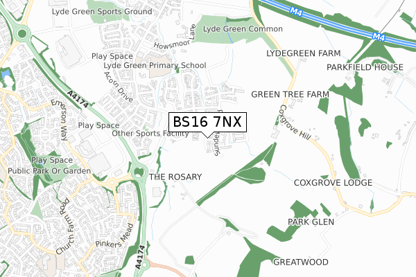 BS16 7NX map - small scale - OS Open Zoomstack (Ordnance Survey) BS16 7NX map - small scale - OS Open Zoomstack (Ordnance Survey)