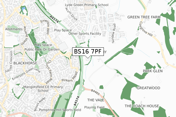 BS16 7PF map - small scale - OS Open Zoomstack (Ordnance Survey) BS16 7PF map - small scale - OS Open Zoomstack (Ordnance Survey)
