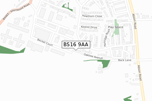 BS16 9AA map - large scale - OS Open Zoomstack (Ordnance Survey)