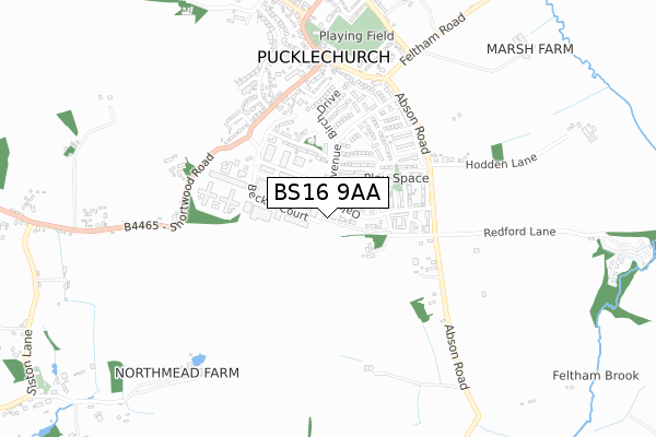 BS16 9AA map - small scale - OS Open Zoomstack (Ordnance Survey)