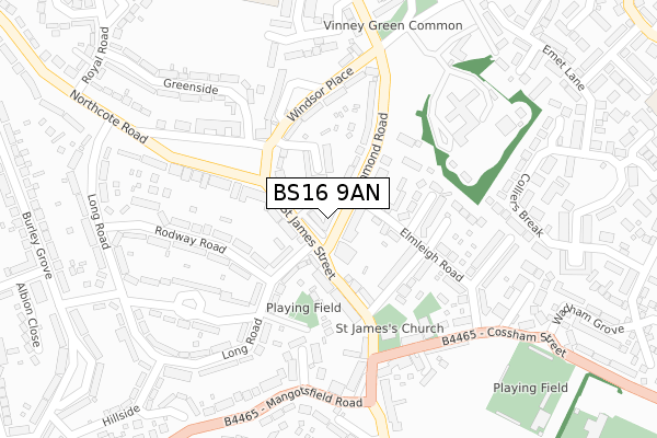BS16 9AN map - large scale - OS Open Zoomstack (Ordnance Survey) BS16 9AN map - large scale - OS Open Zoomstack (Ordnance Survey)