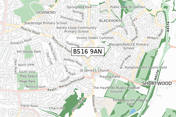 BS16 9AN map - small scale - OS Open Zoomstack (Ordnance Survey) BS16 9AN map - small scale - OS Open Zoomstack (Ordnance Survey)