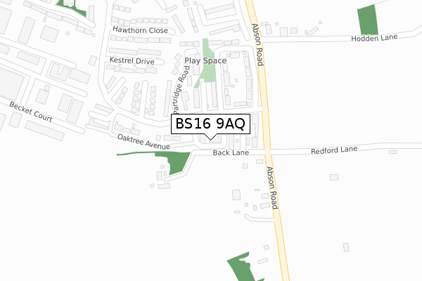 BS16 9AQ map - large scale - OS Open Zoomstack (Ordnance Survey)