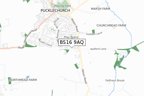 BS16 9AQ map - small scale - OS Open Zoomstack (Ordnance Survey)