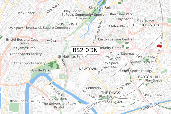 BS2 0DN map - small scale - OS Open Zoomstack (Ordnance Survey) BS2 0DN map - small scale - OS Open Zoomstack (Ordnance Survey)