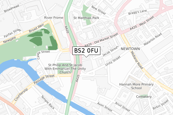 BS2 0FU map - large scale - OS Open Zoomstack (Ordnance Survey)