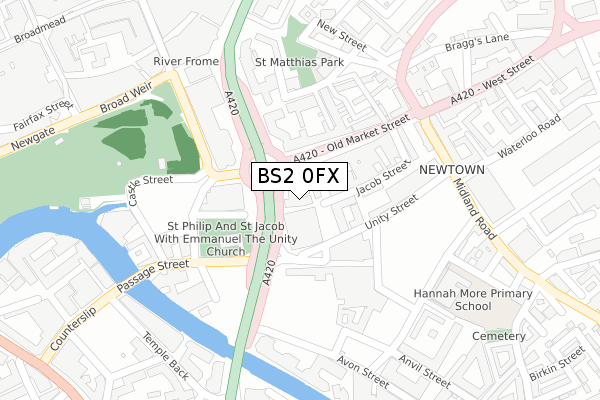 BS2 0FX map - large scale - OS Open Zoomstack (Ordnance Survey)