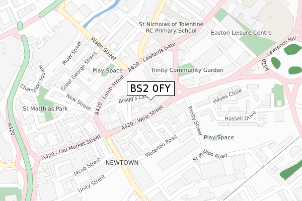 BS2 0FY map - large scale - OS Open Zoomstack (Ordnance Survey)