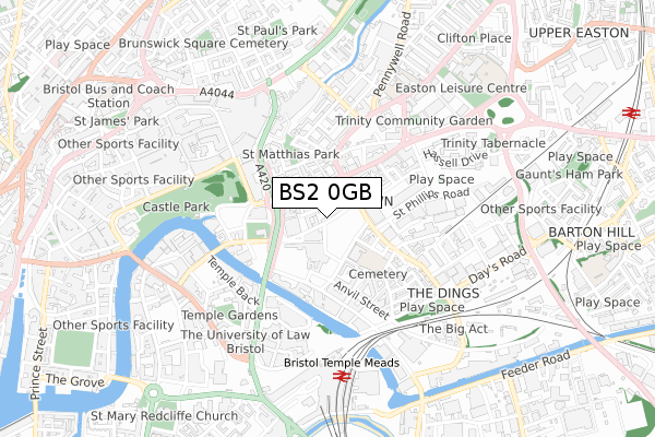 BS2 0GB map - small scale - OS Open Zoomstack (Ordnance Survey)