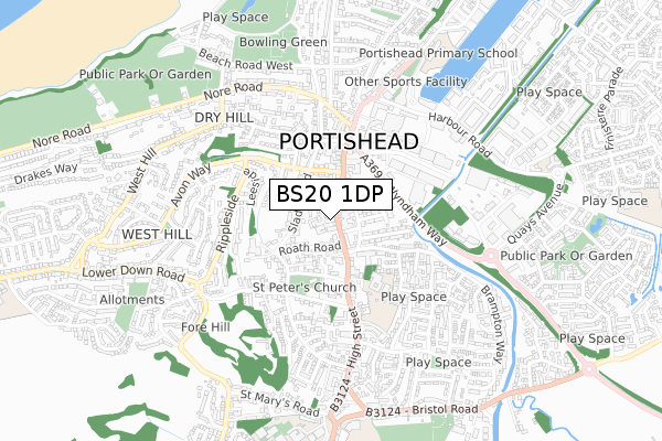 BS20 1DP map - small scale - OS Open Zoomstack (Ordnance Survey)
