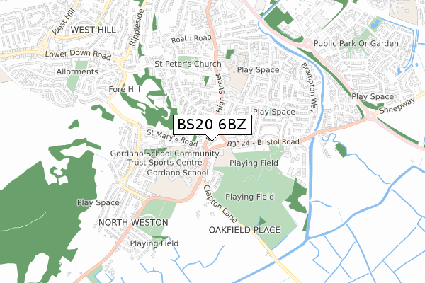 BS20 6BZ map - small scale - OS Open Zoomstack (Ordnance Survey) BS20 6BZ map - small scale - OS Open Zoomstack (Ordnance Survey)