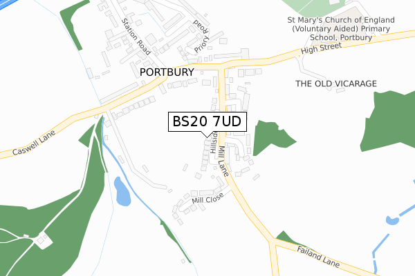 BS20 7UD map - large scale - OS Open Zoomstack (Ordnance Survey)