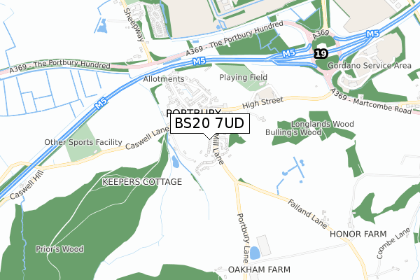 BS20 7UD map - small scale - OS Open Zoomstack (Ordnance Survey)