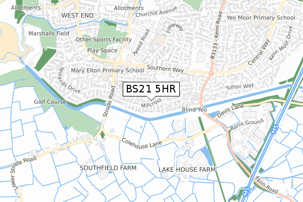 BS21 5HR map - small scale - OS Open Zoomstack (Ordnance Survey)