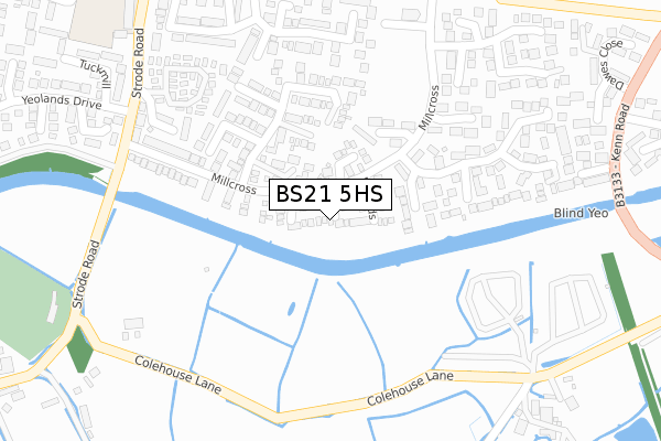BS21 5HS map - large scale - OS Open Zoomstack (Ordnance Survey)