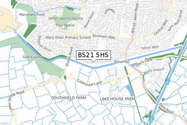 BS21 5HS map - small scale - OS Open Zoomstack (Ordnance Survey)