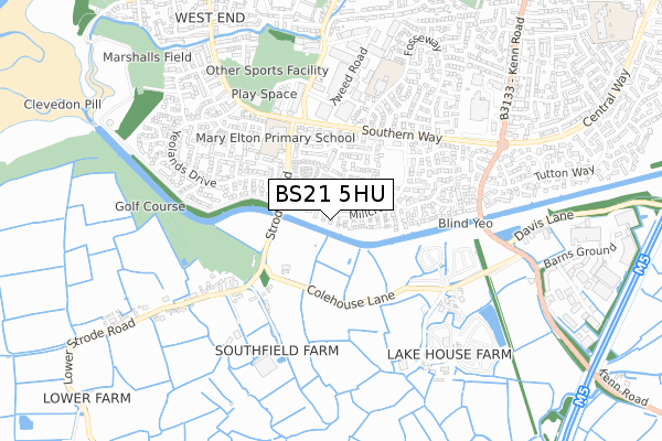 BS21 5HU map - small scale - OS Open Zoomstack (Ordnance Survey)