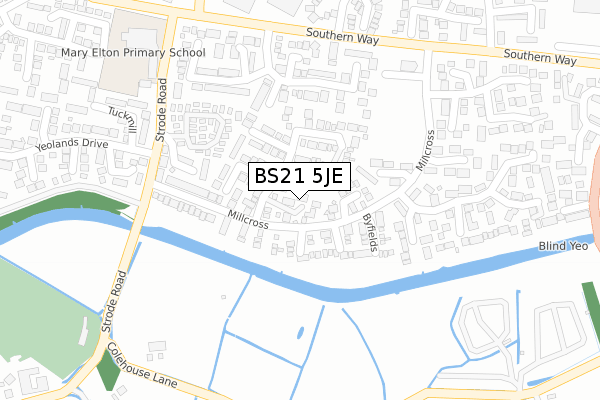 BS21 5JE map - large scale - OS Open Zoomstack (Ordnance Survey)
