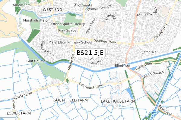 BS21 5JE map - small scale - OS Open Zoomstack (Ordnance Survey)