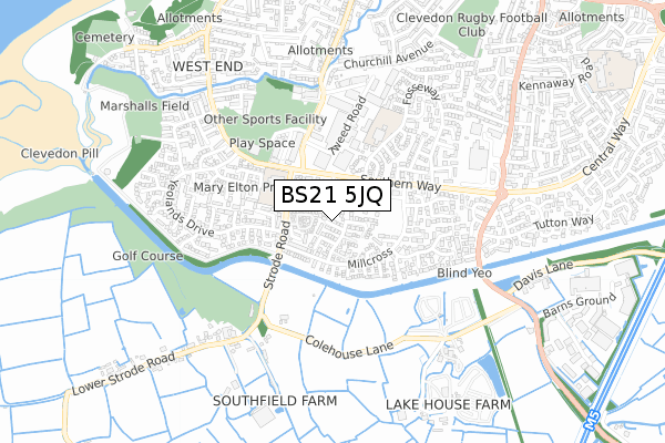 BS21 5JQ map - small scale - OS Open Zoomstack (Ordnance Survey)