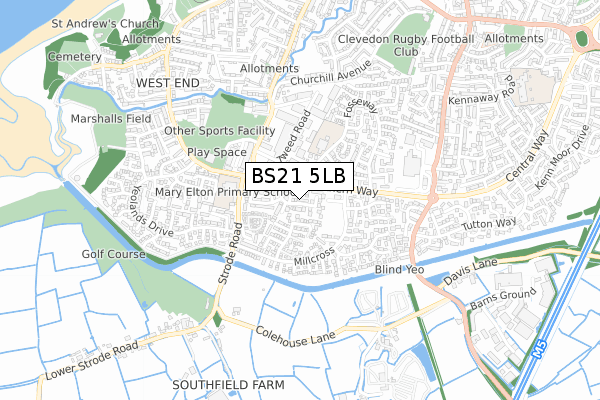 BS21 5LB map - small scale - OS Open Zoomstack (Ordnance Survey)