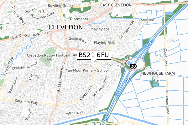 BS21 6FU map - small scale - OS Open Zoomstack (Ordnance Survey)