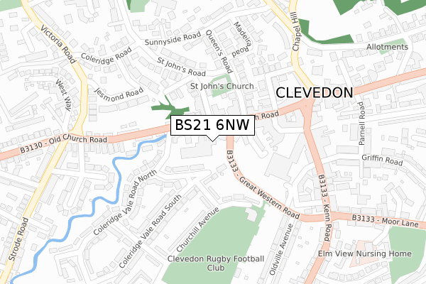 BS21 6NW map - large scale - OS Open Zoomstack (Ordnance Survey) BS21 6NW map - large scale - OS Open Zoomstack (Ordnance Survey)