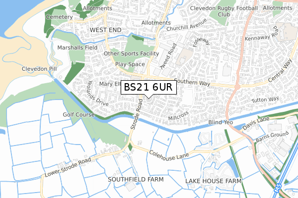 BS21 6UR map - small scale - OS Open Zoomstack (Ordnance Survey)