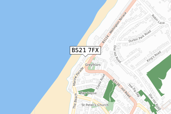 BS21 7FX map - large scale - OS Open Zoomstack (Ordnance Survey) BS21 7FX map - large scale - OS Open Zoomstack (Ordnance Survey)