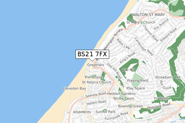 BS21 7FX map - small scale - OS Open Zoomstack (Ordnance Survey)