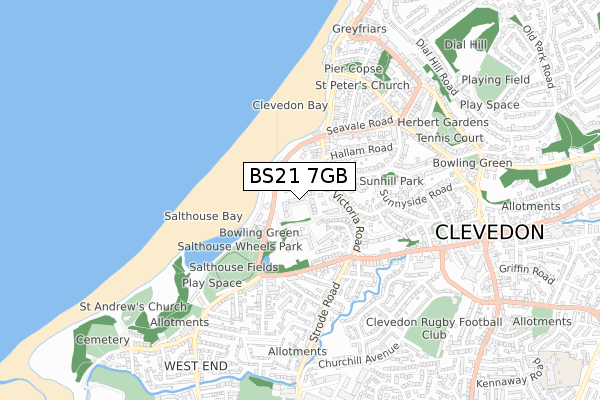 BS21 7GB map - small scale - OS Open Zoomstack (Ordnance Survey)