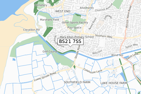 BS21 7SS map - small scale - OS Open Zoomstack (Ordnance Survey)