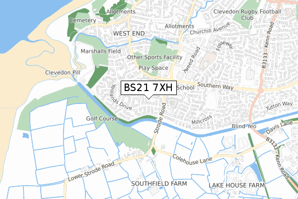 BS21 7XH map - small scale - OS Open Zoomstack (Ordnance Survey) BS21 7XH map - small scale - OS Open Zoomstack (Ordnance Survey)