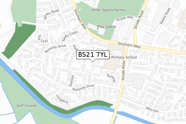 BS21 7YL map - large scale - OS Open Zoomstack (Ordnance Survey)