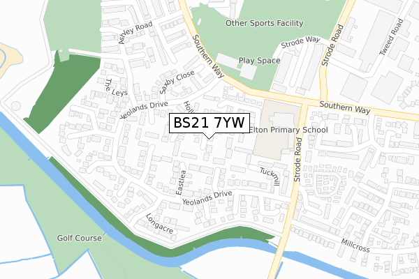 BS21 7YW map - large scale - OS Open Zoomstack (Ordnance Survey)