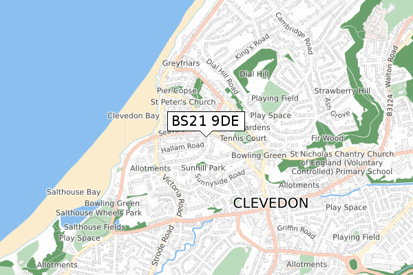 BS21 9DE map - small scale - OS Open Zoomstack (Ordnance Survey)