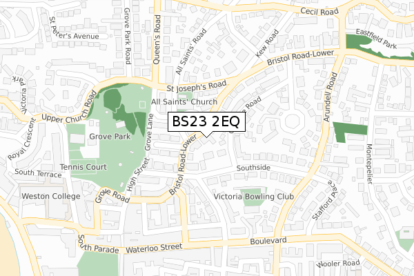 BS23 2EQ map - large scale - OS Open Zoomstack (Ordnance Survey)