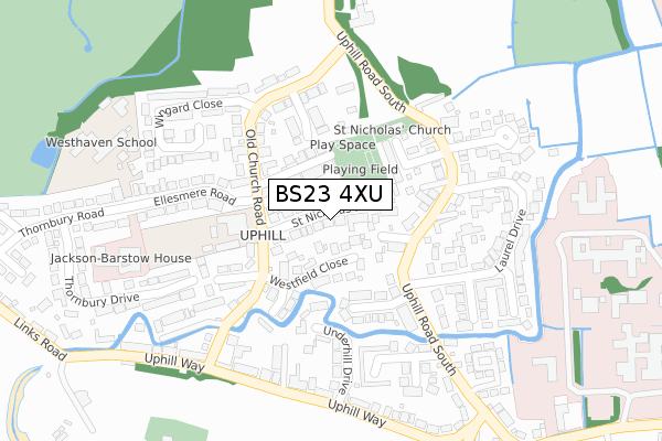 BS23 4XU map - large scale - OS Open Zoomstack (Ordnance Survey)